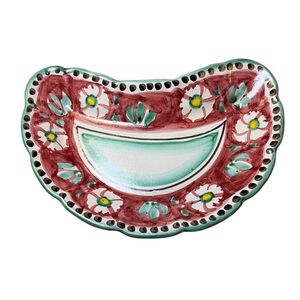 Vietri Solimene vintage 70s ceramic plate made in Italy crescent floral design